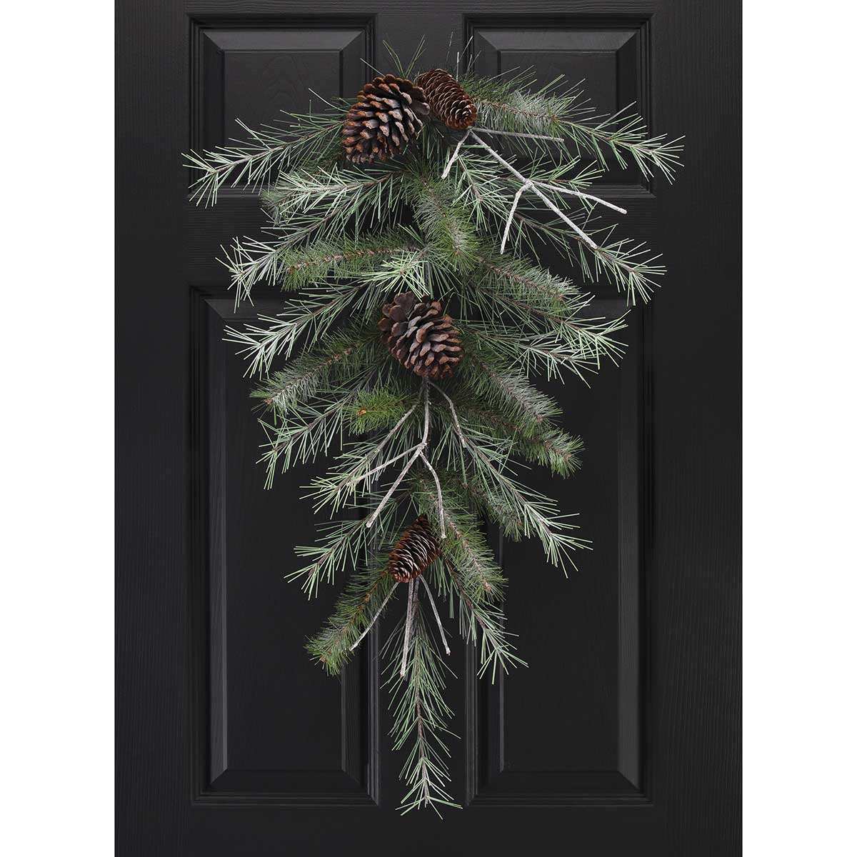 BOUGH EVERGREEN PINE/BIRCH 22IN X 32IN GREEN PVC/PINECONES - Click Image to Close