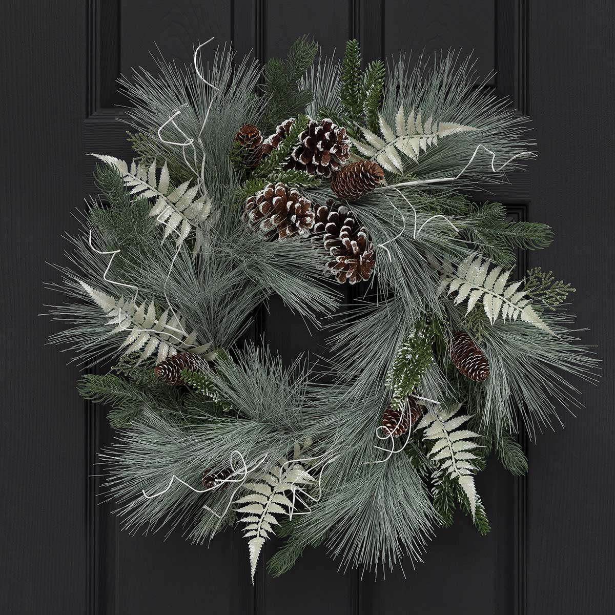 WREATH WINTER PINE WITH PINECONES 24IN (INNER RING 9IN) - Click Image to Close