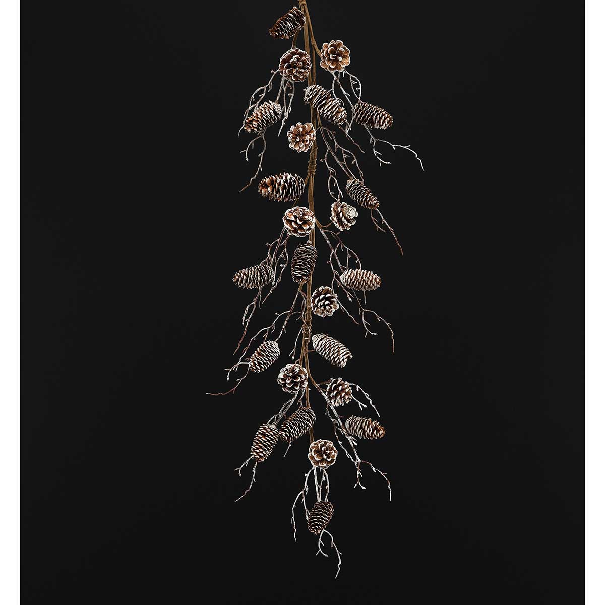 WHITEWASHED PINECONE AND FAUX TWIG GARLAND 9"X3' - Click Image to Close