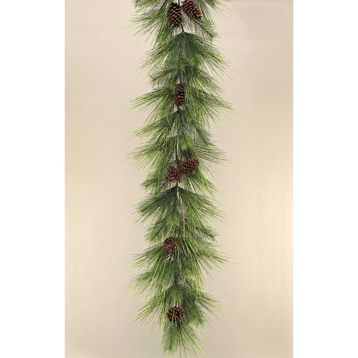 TWO-TONE LONG NEEDLE PINE GARLAND WITH PINECONES 12"X6' - Click Image to Close