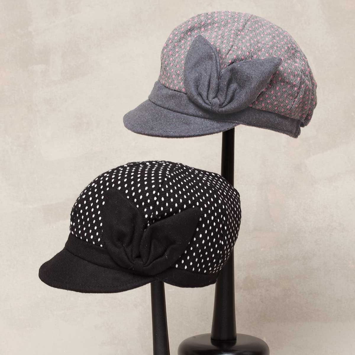 GREY PINDOT HAT WITH BOW 50sp