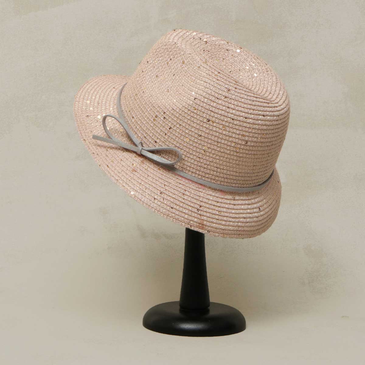 Pink Sparkle Derby Hat with Bow Trim 50sp